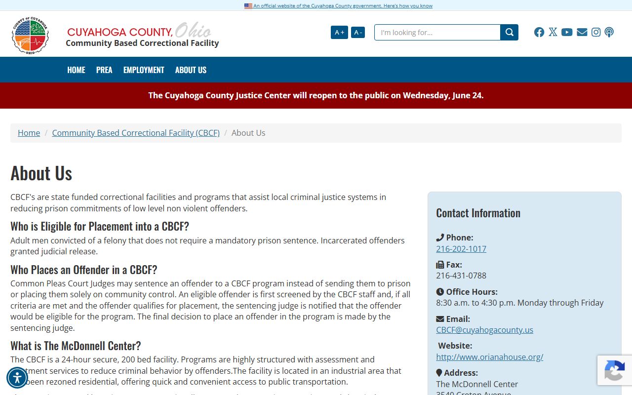 Judge Nancy R. McDonnell CBCF resident facility overview