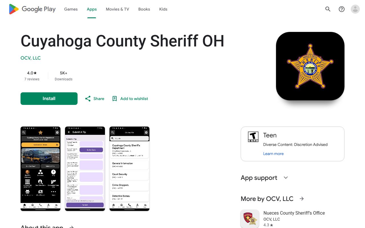 Cuyahoga County jail mugshots app listing for booking photo roster access